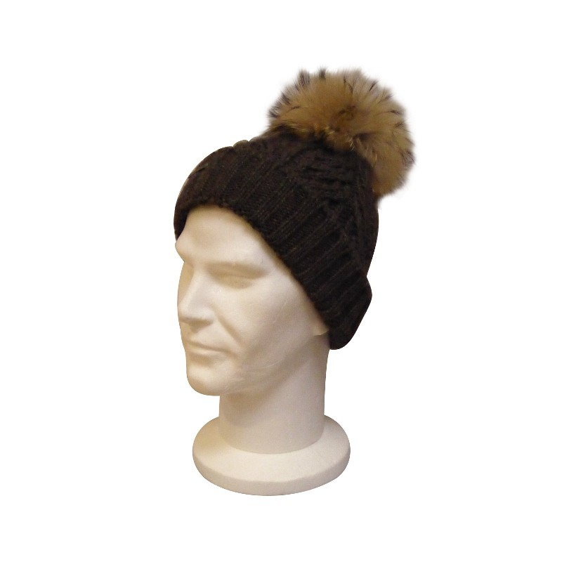 Bonnet Beanie Pompon Poil Marron STETSON Bonnet Beanie Pompon Poil Marron STETSON